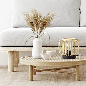 Настільна лампа INSPIRE Pecan 1 x E27 40 Вт 18 см Bamboo Чорний - Фото 1