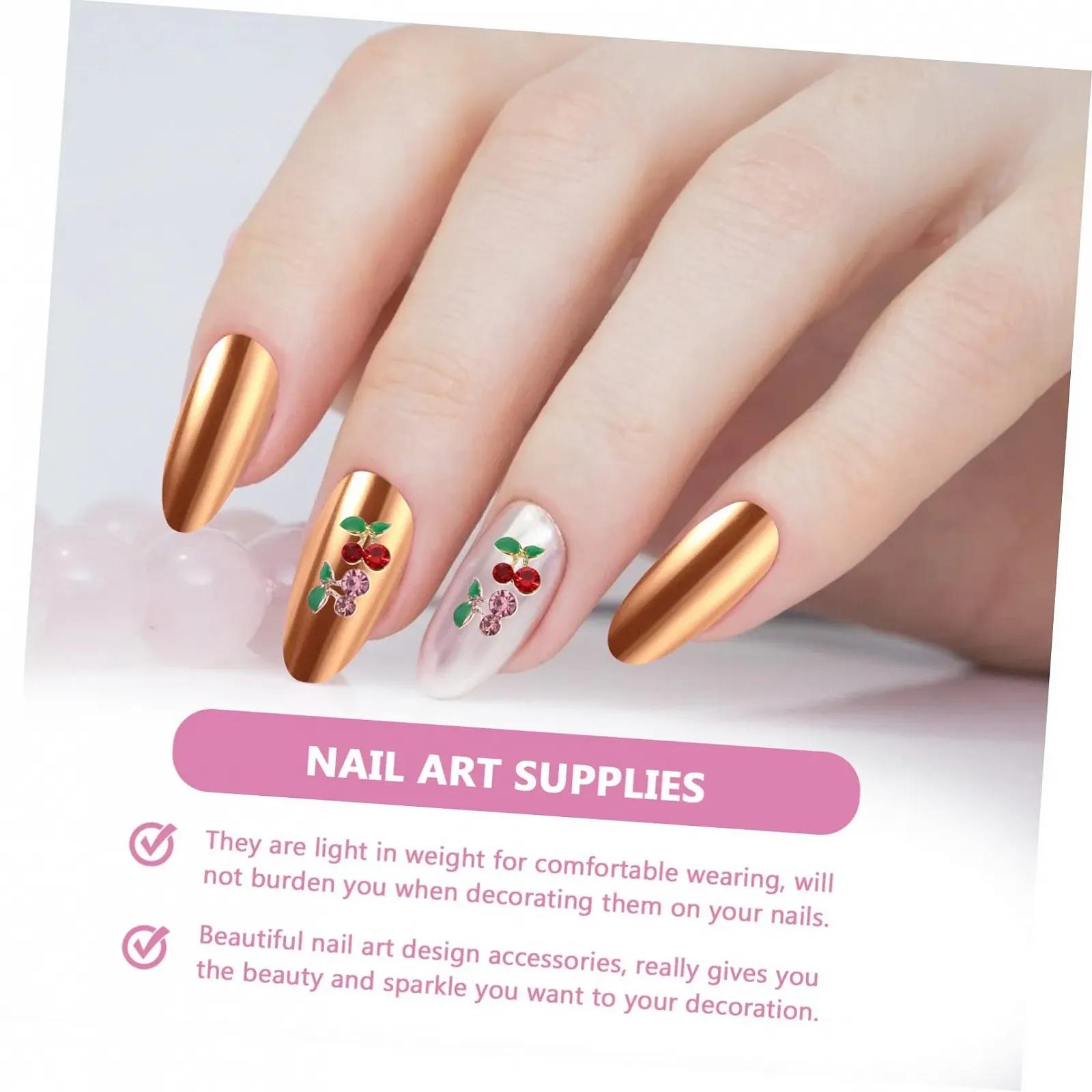 Стразы для ногтей Healvian Cherry, 2 набора по 60 штук, фото №9