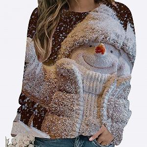 Жіночий Різдвяний Світшот з круглим вирізом, Різдвяний Джемпер synthetic.ua - Фото 1