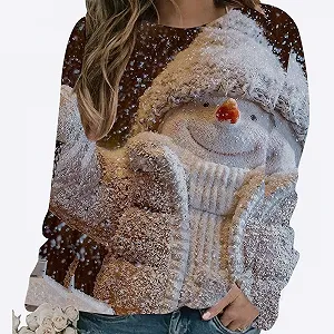 Женский Рождественский Свитшот с круглым вырезом, Рождественский Джемпер, Смешной Графический Принт, Рубашка с длинными рукавами synthetic.ua - Фото 1