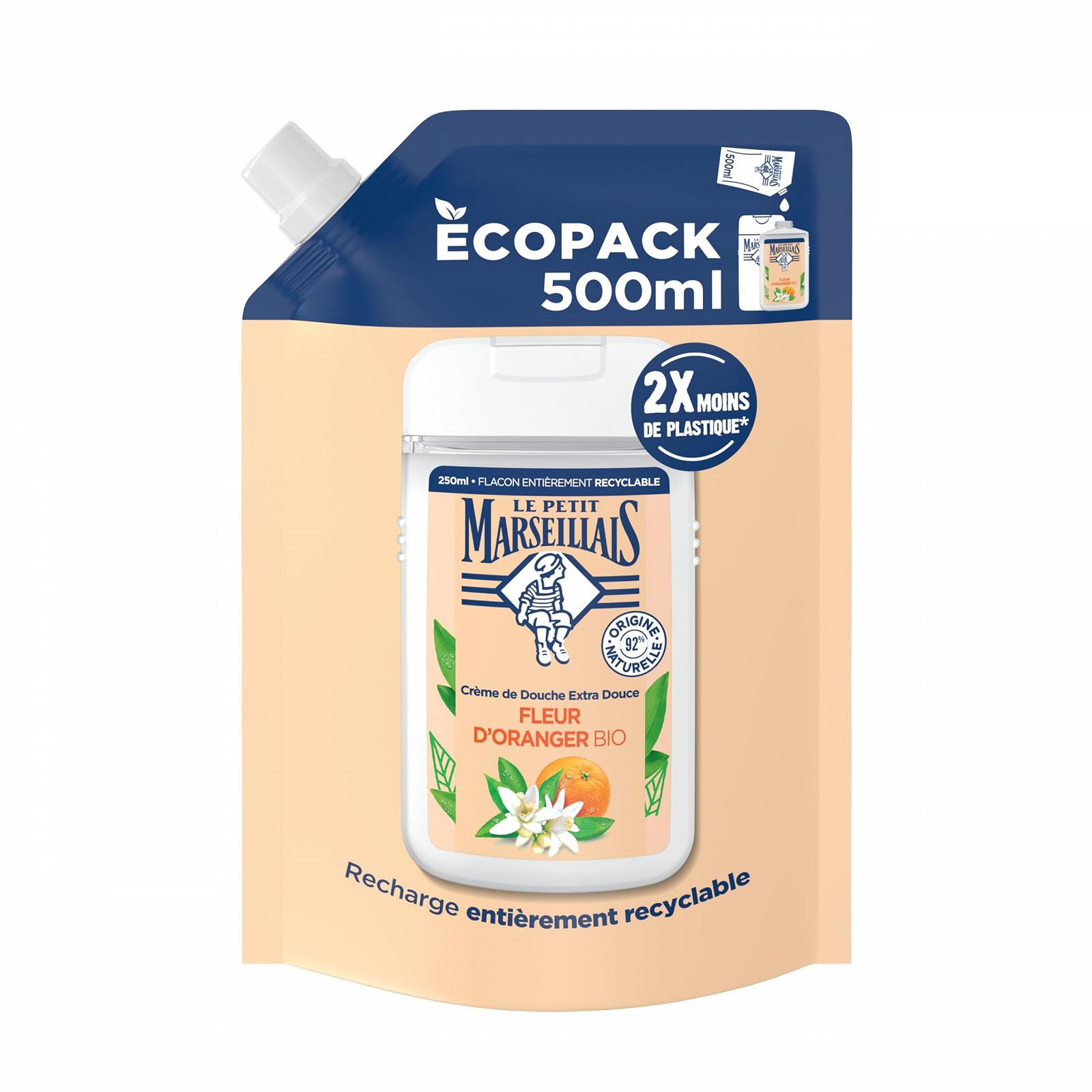 Гель для душа (запаска) Le Petit Marseillais Extra Soft Organic Orange Blossom 500 мл Эко-пак, фото №1