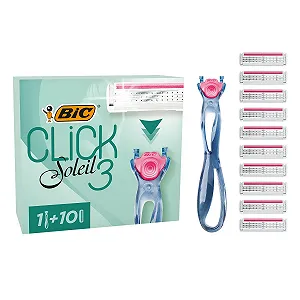 Женская бритва BIC Click 3 Soleil Sensitive 1 станок 10 сменных кассет Aloe Vera & Vitamin E - Фото 1