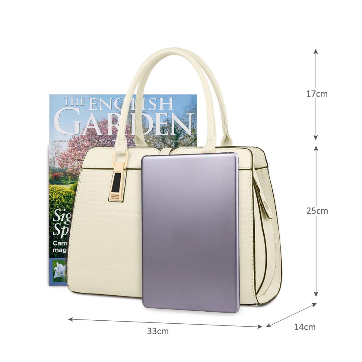 Сумка Nicole&Doris, женская, с верхней ручкой, модная, из лакированной кожи, модель Shell, портативная, на плечо, цвет кремово-белый, фото №5