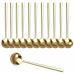 Набор кофейных ложек Gold, 12 штук, 13 см, ложка для десертов из нержавеющей стали для кофе и чая, можно мыть в посудомоечной машине - Фото 1