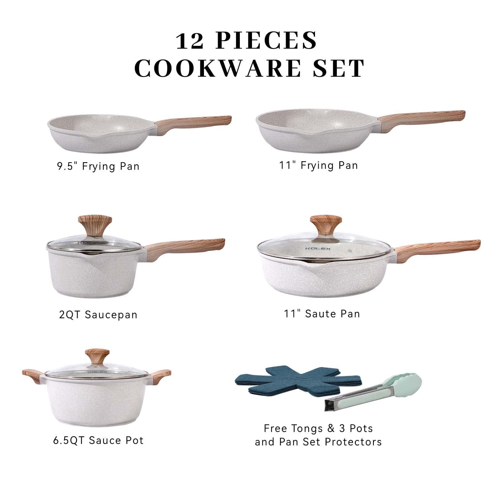 Набор KOLEX 12-Штук Покрытие из Гранита Антипригарный серо-бежевый, фото №6 Набор KOLEX 12-Штук Покрытие из Гранита Антипригарный серо-бежевый, фото №6