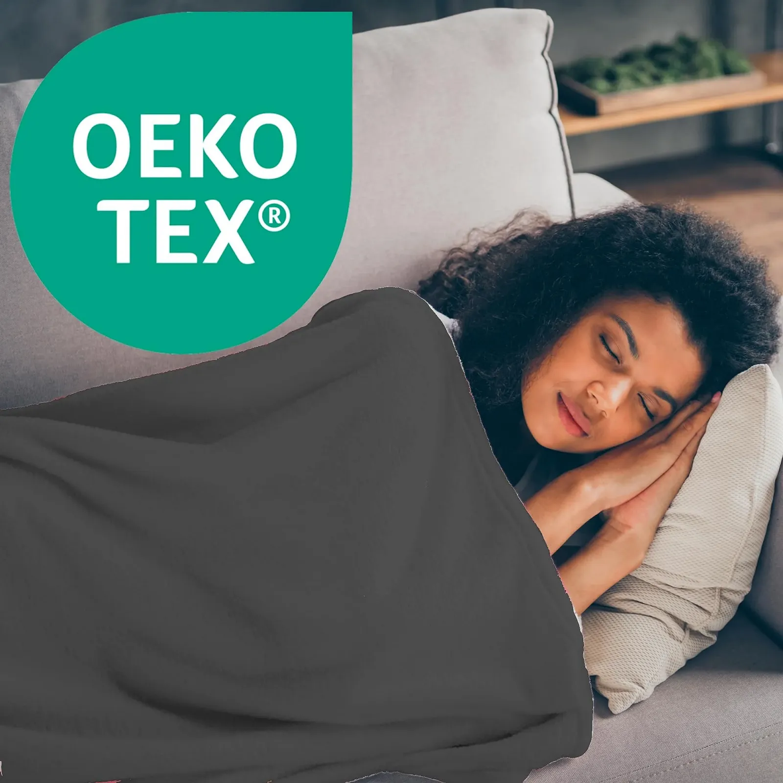 Покривало Флісова DILUMA 130 x 170 см, Набір з 2, Антрацит, фото №6