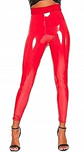 Леггинсы FASHIONISM Vinayl Женские PVC Wet Look Блестящие диско-леггинсы Эластичные с высокой талией Узкие Для танцев Металлик - Фото 1