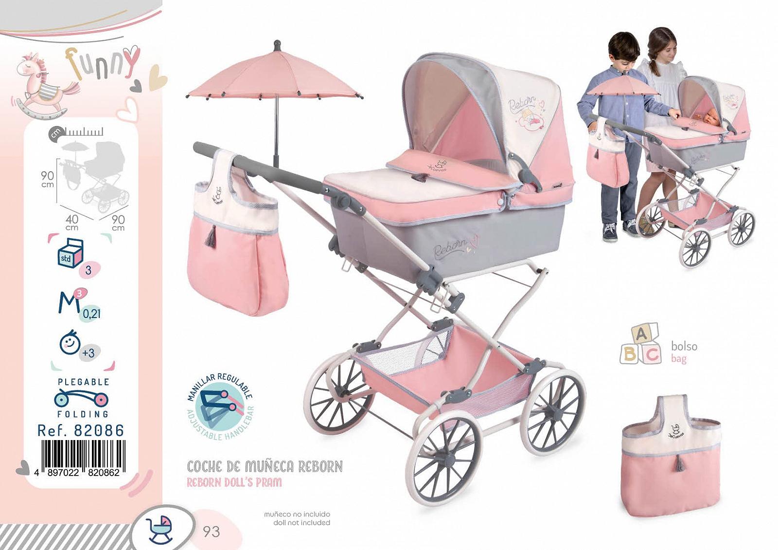 Коляска DeCuevas Funny Reborn 82086 Розовый Белый и Серый, фото №8 Коляска DeCuevas Funny Reborn 82086 Розовый Белый и Серый, фото №8