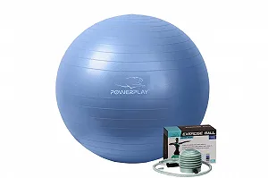 М'яч для фітнесу PowerPlay 4001 65см Синій насос - Фото 1
