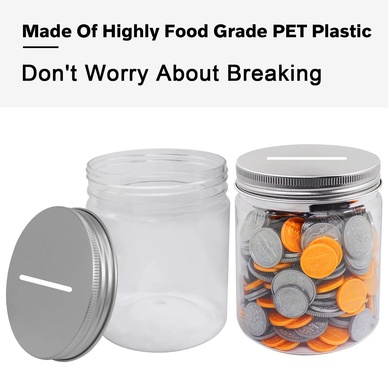 Скарбничка Набір 4 шт прозора пластикова срібляста 500 мл, фото №5