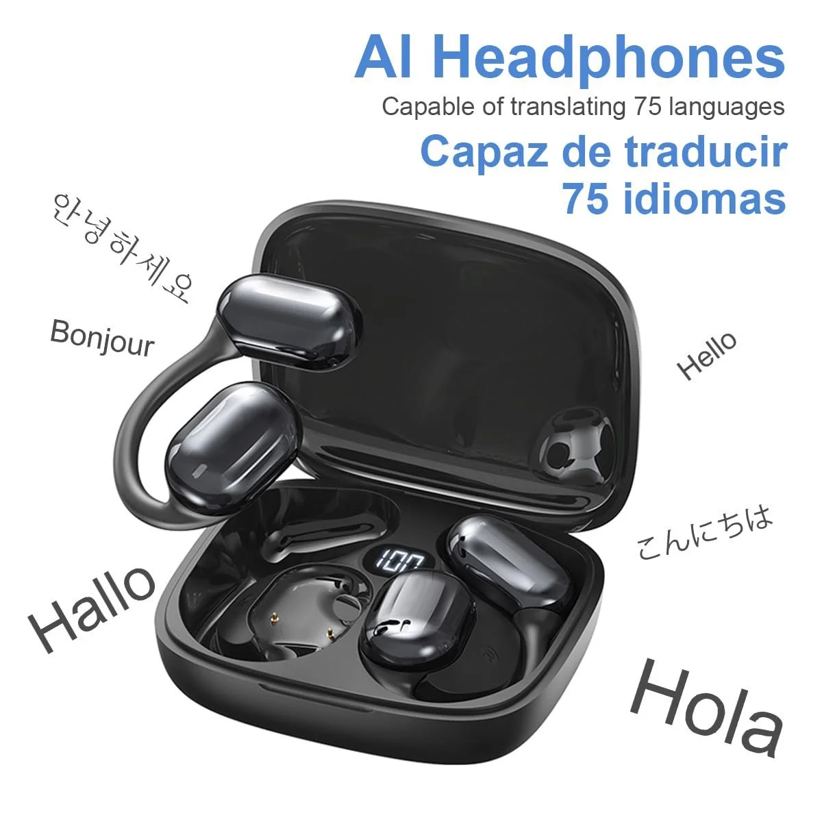 Наушники-переводчики Ki MS162, 3-в-1 для перевода в реальном времени, 135 языков, в реальном времени с приложением, 50 часов, фото №1