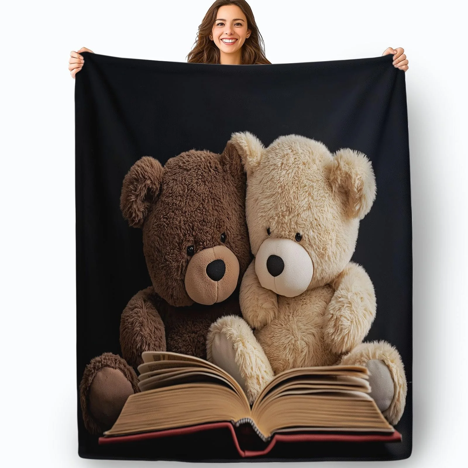 Плед Cuddly Для взрослых 3D Цветной Фланелевый Плед Шерпа Флисовый Плед Для взрослых 150 x 200 см Мягкий Плед из Микрофибры Теплый Плед Простой Мотив Плюшевого Мишки Легкий и Теплый Плед, фото №3