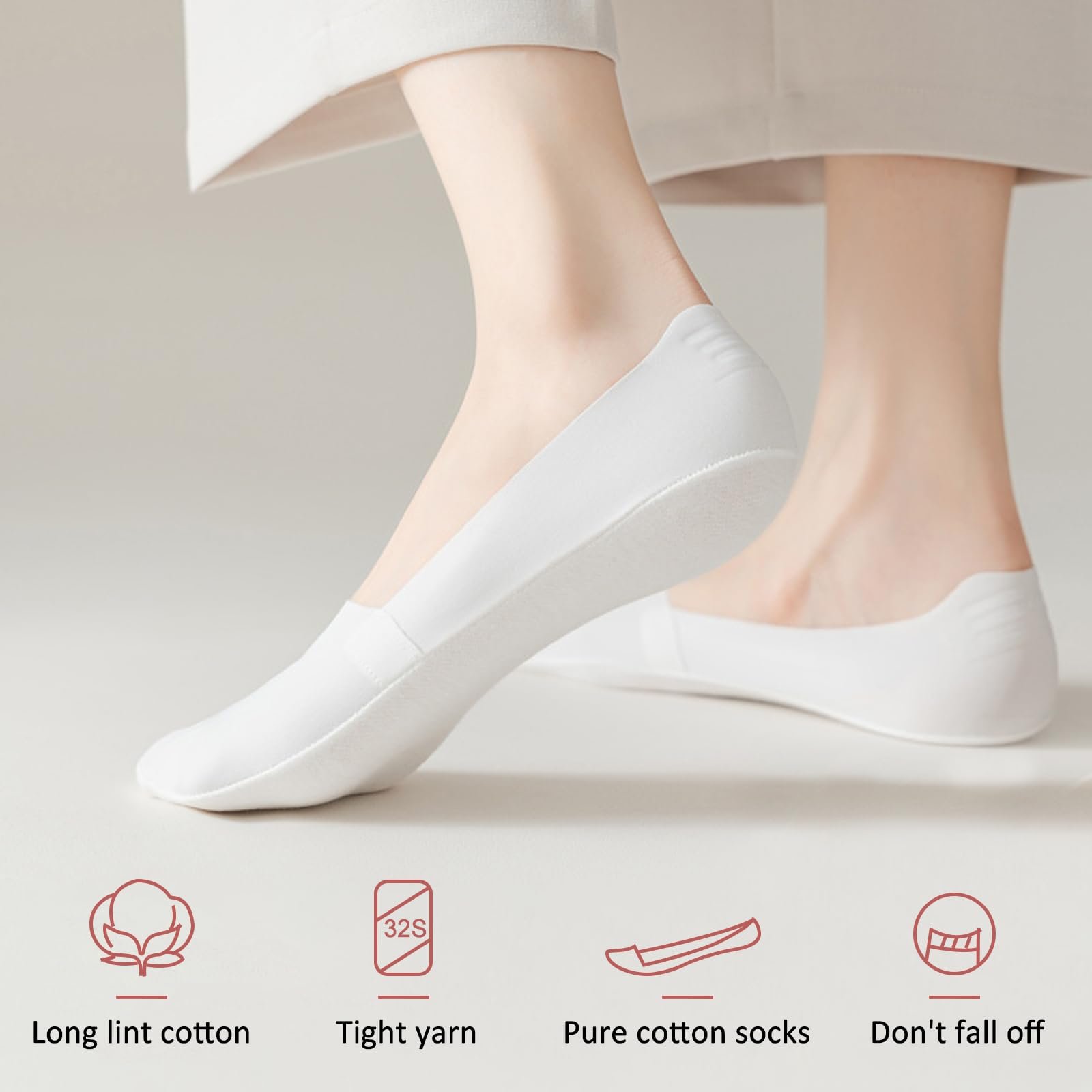 Женские носки-балетки, 8 пар, Невидимые носки, Нескользящие носки с силиконовой подушечкой, 36-41, разноцветные, One size fits all, фото №5