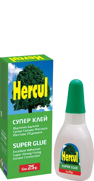 Супер-клей Hercul SUPER GLUE цианокрилатный 25 г, фото №1