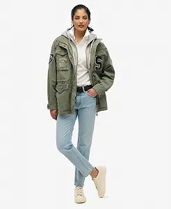 Жакет Superdry у стилі мілітарі з капюшоном та вишивкою synthetic.ua - Фото 1