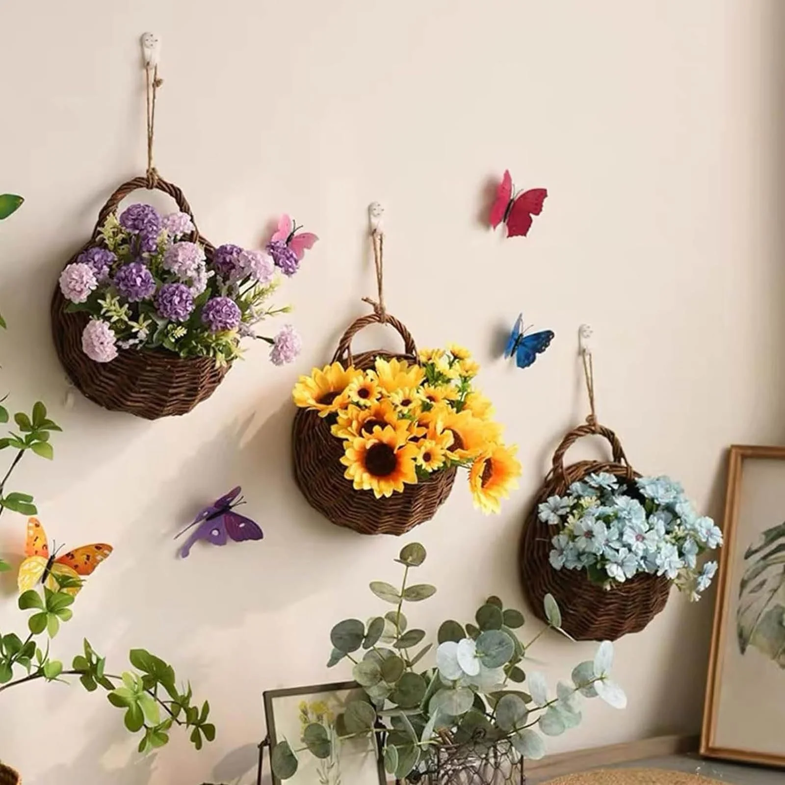 Плетене настінне кашпо з верби 31x25 см, фото №6 Плетене настінне кашпо з верби 31x25 см, фото №6