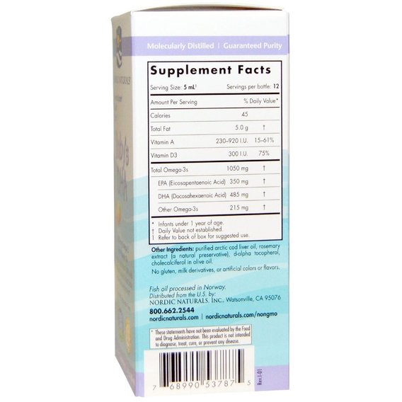 Омега 3 Nordic Naturals Baby's DHA with Vitamin D3 2 fl oz 60 ml, фото №2
