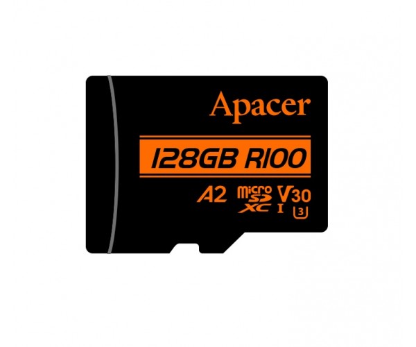 Apacer Карта пам'яті microSD 128GB C10 UHS-I U3 A2 R100/W80MB/s SD, фото №1 Apacer Карта пам'яті microSD 128GB C10 UHS-I U3 A2 R100/W80MB/s SD, фото №1