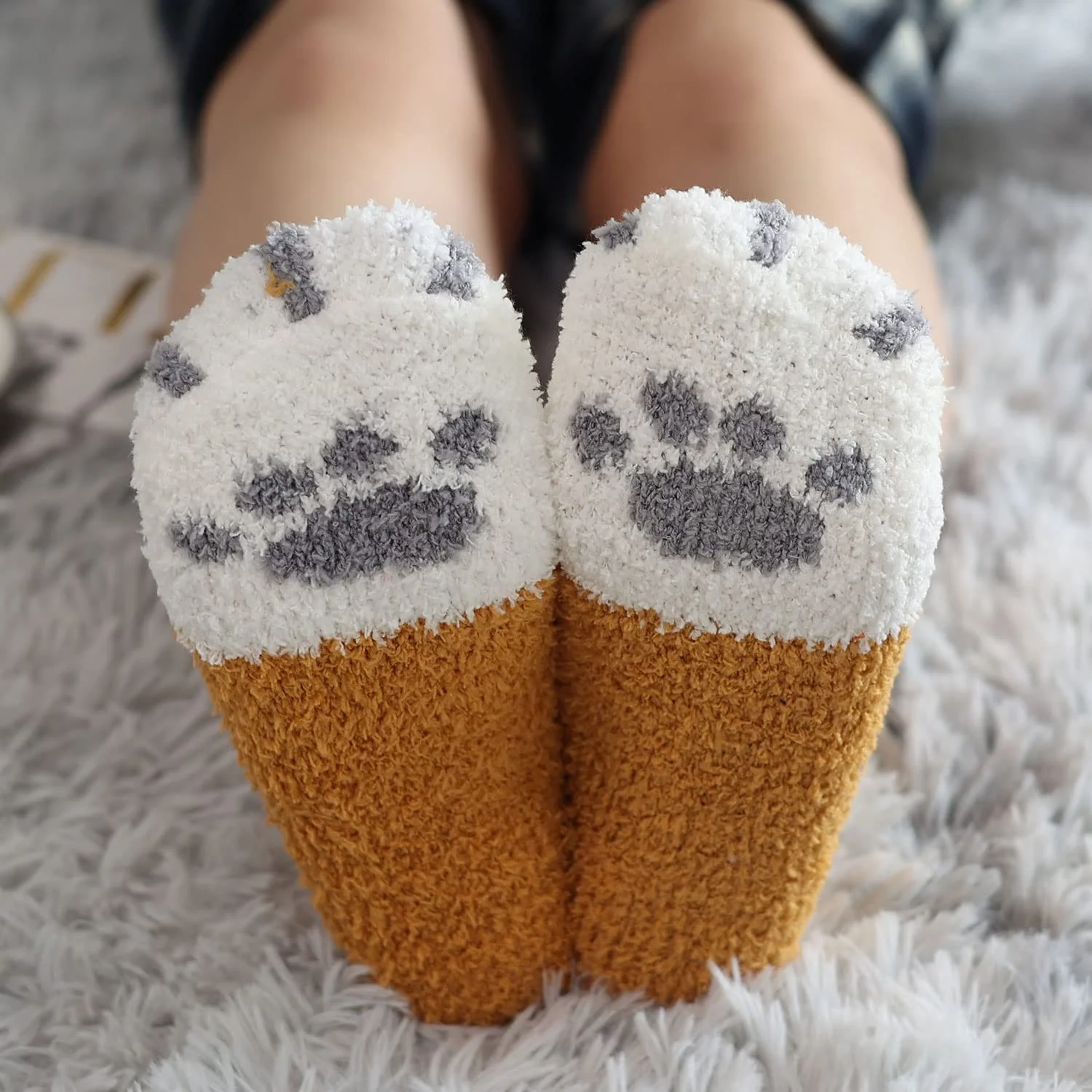 Носки с пальцами Toes Home Cartoon Cuddly Женские - 6 пар супер мягкие пушистые теплые зимние повседневные домашние носки для девочек, фото №7