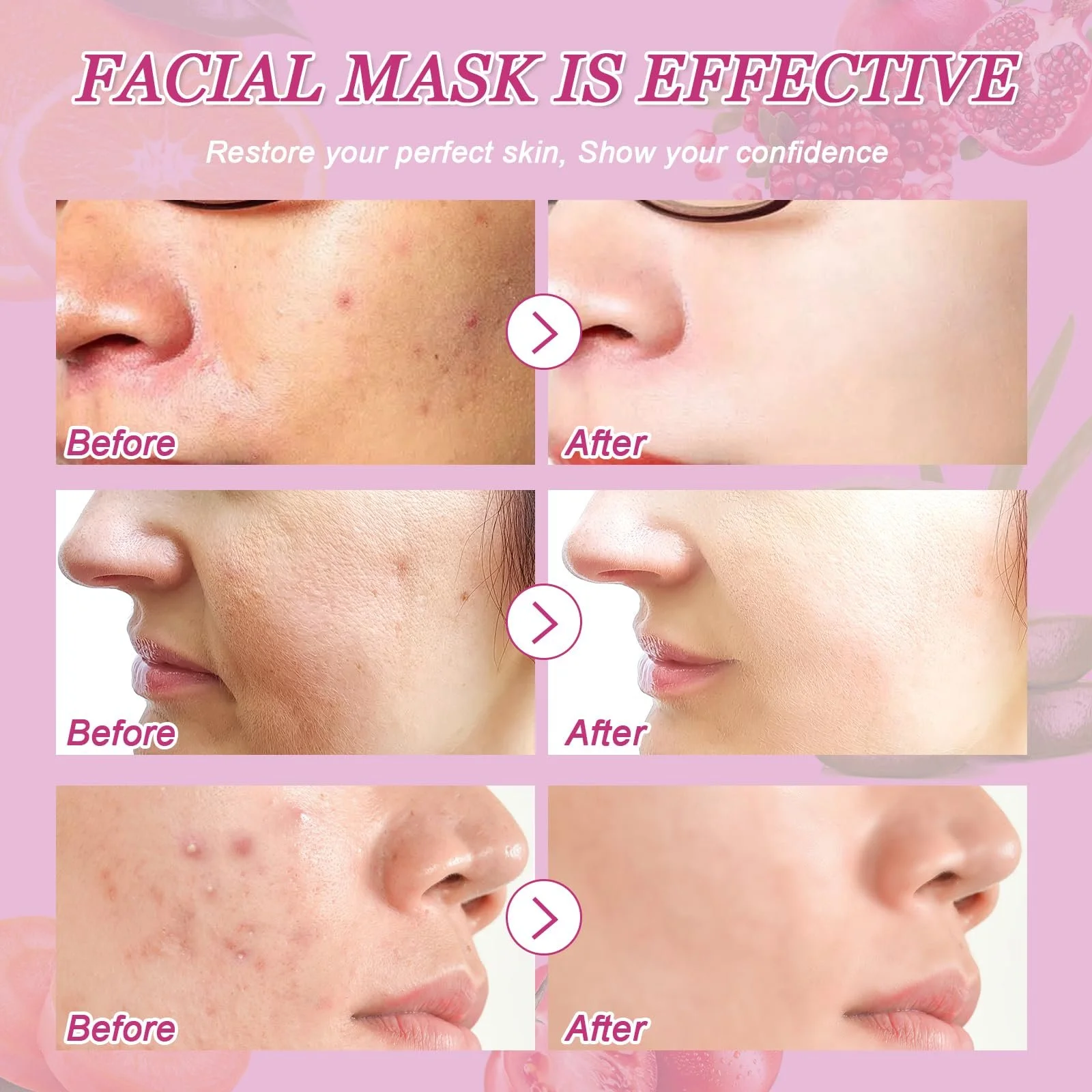 Тканинна маска для обличчя Ledeak Набір з 10 штук, фото №5