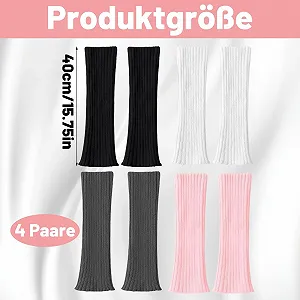 Гетры вязаные 4 пары, Гетры Женские, Ретро Стиль, Выше колена, Мягкие и Теплые, Черный, Белый, Серый, Розовый synthetic.ua - Фото 1