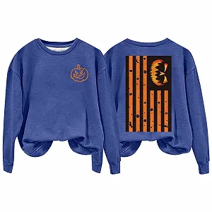 Женские толстовки на Хэллоуин Повседневная легкая толстовка на Хэллоуин с тыквой и флагом - Фото 1