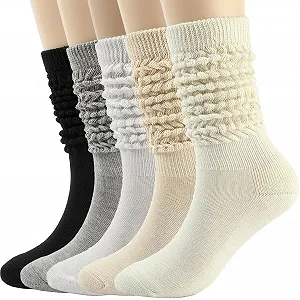 Шкарпетки жіночі, 5 пар, в'язані бавовняні, один розмір - Фото 1