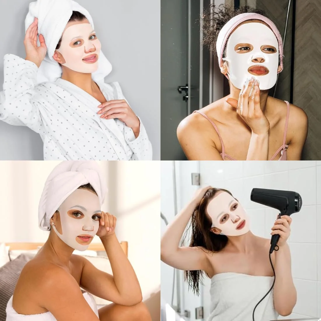 Маска для обличчя багаторазова силіконова QEDBOJE Водонепроникна для зволоження обличчя, 3 шт, фото №6