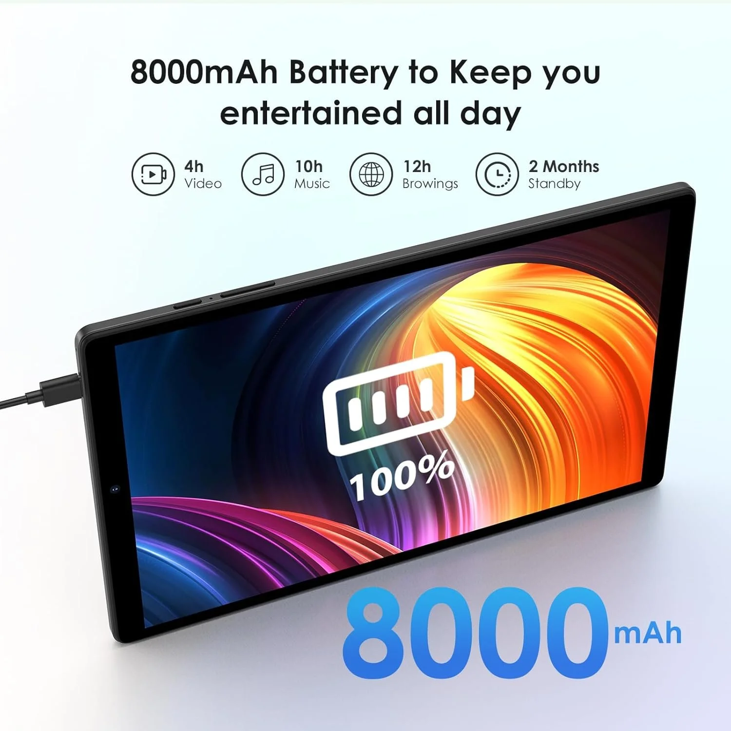 Планшет 10.1" Full HD Heasur M820 8+11/128Gb 8 ядер Android 13 8000 mAh Чорний, фото №3