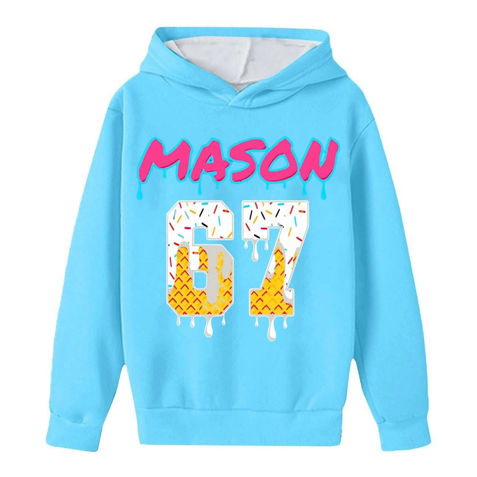 Худи Без бренда Толстовка с капюшоном для мальчиков и девочек, удобная, смешная, унисекс, Y2K, повседневная, с 67 принтами, хип-хоп, с длинными рукавами, уличный стиль, фото №1
