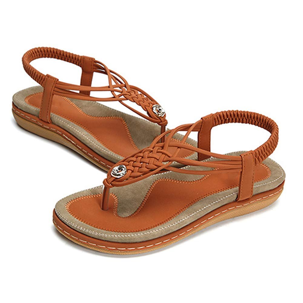 Жіночі плоскі сандалі CrEev літні з затискачем для пальців Богемні Т-подібні, фото №3 Жіночі плоскі сандалі CrEev літні з затискачем для пальців Богемні Т-подібні, фото №3