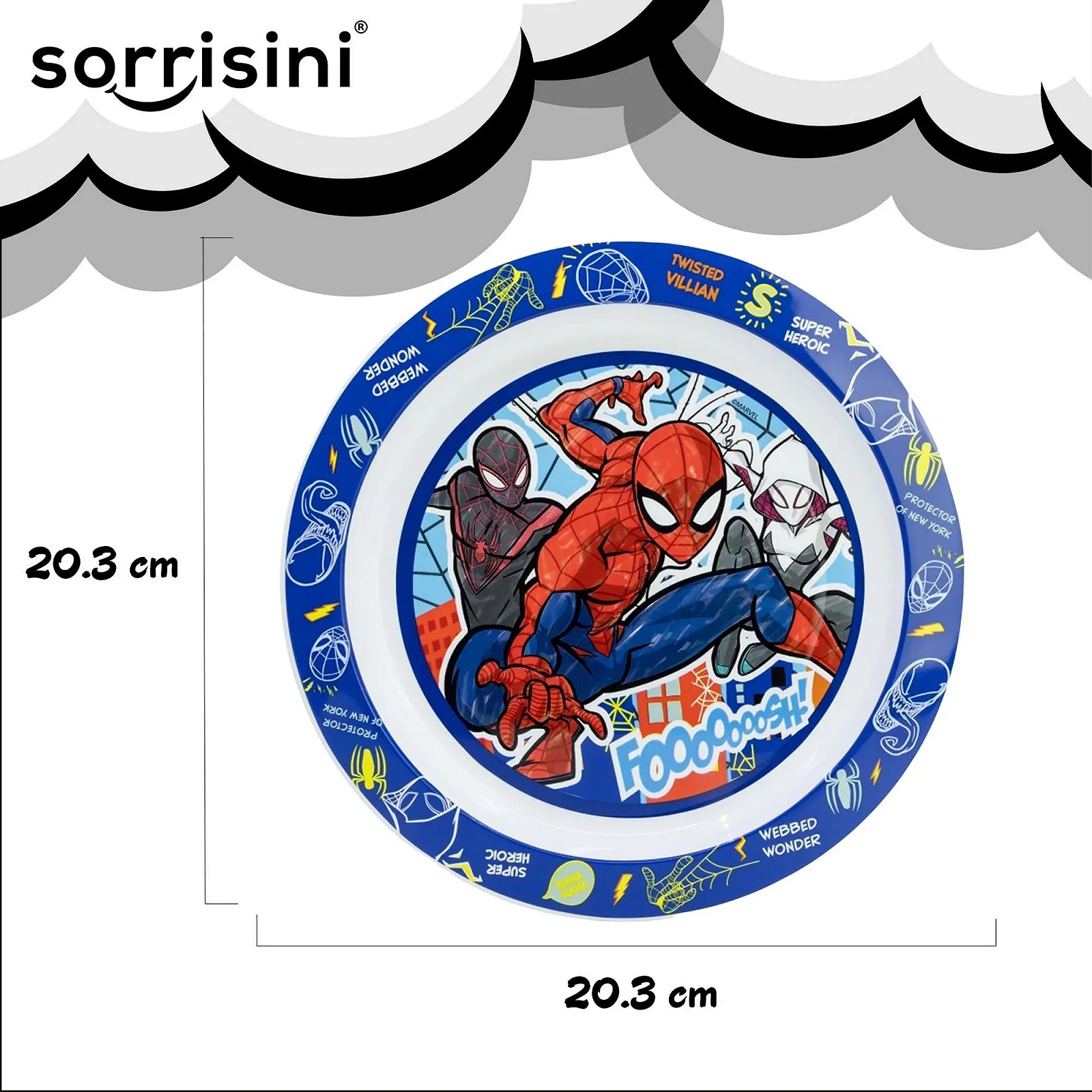 Набор детской посуды Sorrisini, 3 предмета: тарелка, ложка, вилка, Spiderman, фото №3 Набор детской посуды Sorrisini, 3 предмета: тарелка, ложка, вилка, Spiderman, фото №3