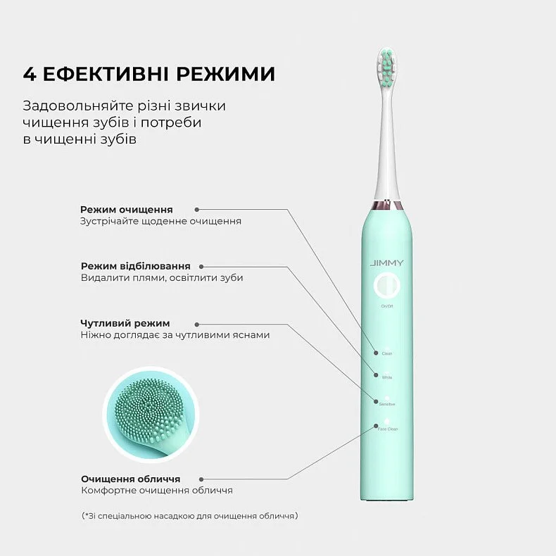 Электрическая зубная щетка Jimmy T6 Electric Toothbrush with Face Clean Blue, фото №3