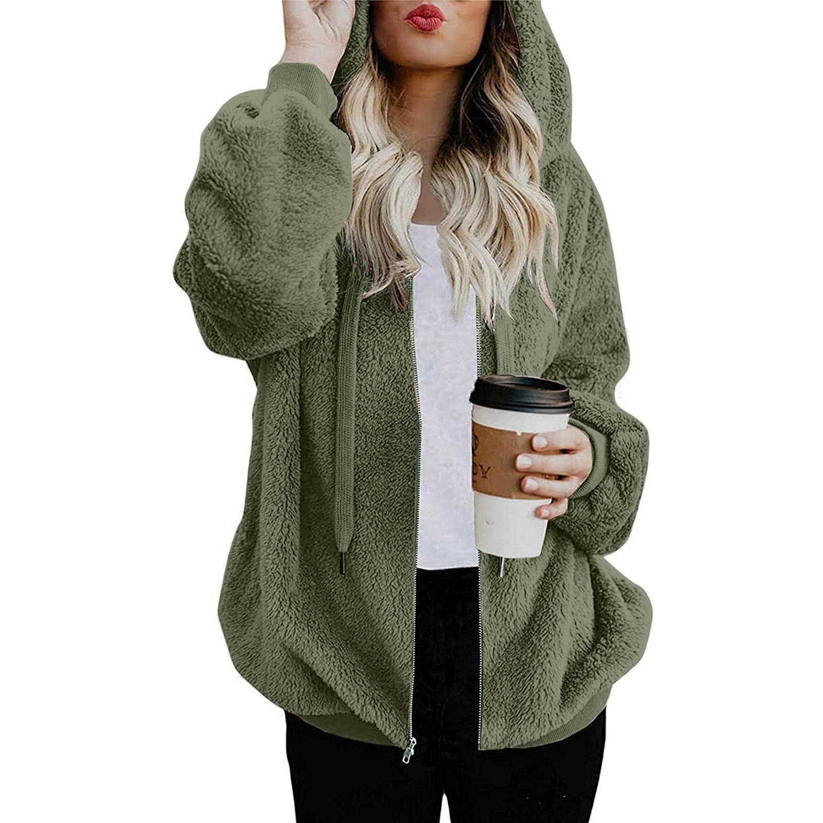 Женская плюшевая куртка Zilosconcy с капюшоном, фото №3