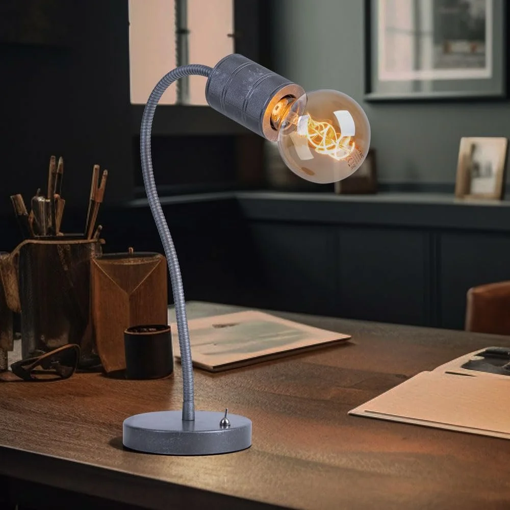 Настільна лампа etc-shop Метал Алюміній Поворотна E27 59 см Сріблястий, фото №3