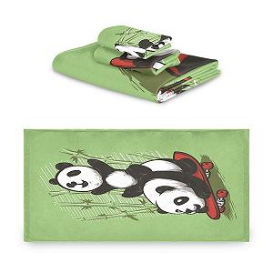 Набір рушників BEUSS Skate Panda 100% бавовна 3 шт. зелений - Фото 1