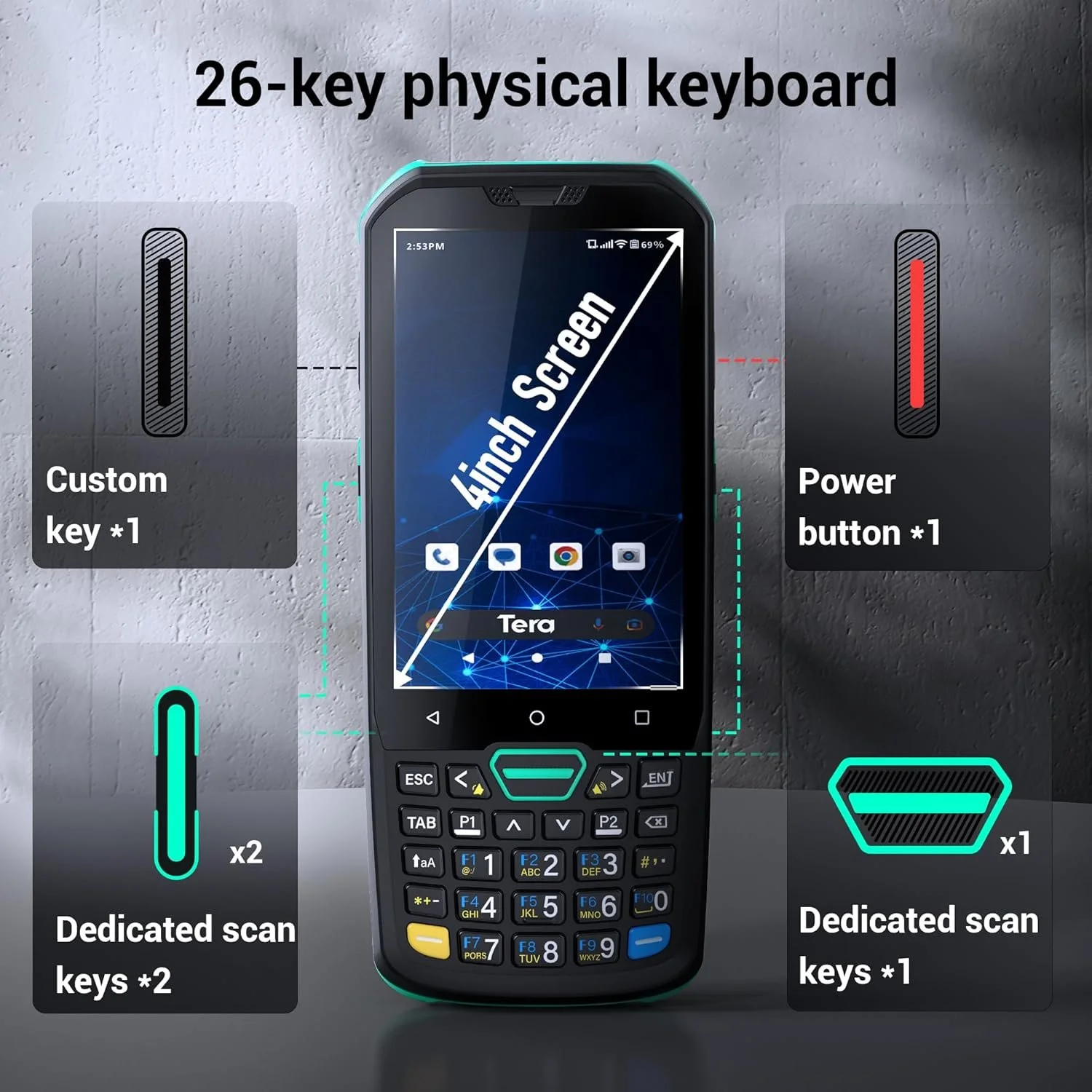 Смартфон 4" Tera P400 4/64Gb NFC 5Мп 8 ядер Android 11 Black, фото №6