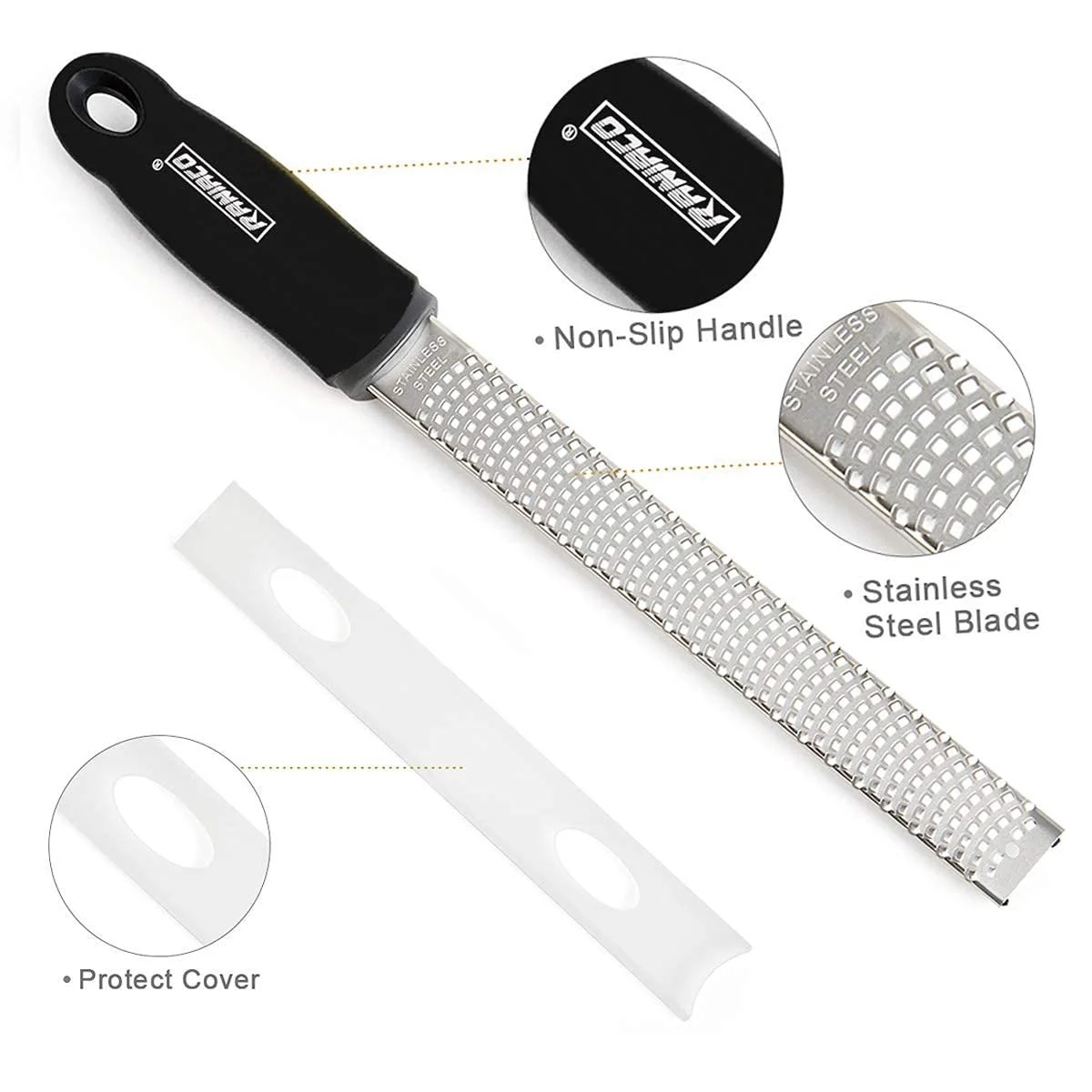 Терка Raniaco для пармезана, лимона, имбиря, мускатного ореха, лезвие из острой нержавеющей стали, с защитной крышкой, фото №6 Терка Raniaco для пармезана, лимона, имбиря, мускатного ореха, лезвие из острой нержавеющей стали, с защитной крышкой, фото №6