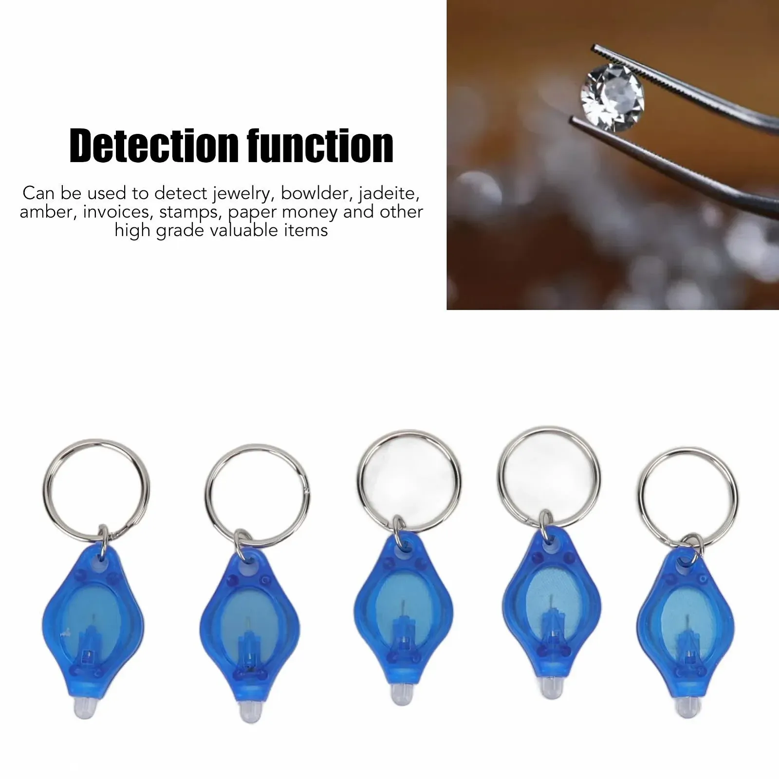 Мини LED фонарик Marhynchus 5шт. для обнаружения ювелирных изделий, портативный ключ-фонарик с высокой яркостью (синий свет), фото №5