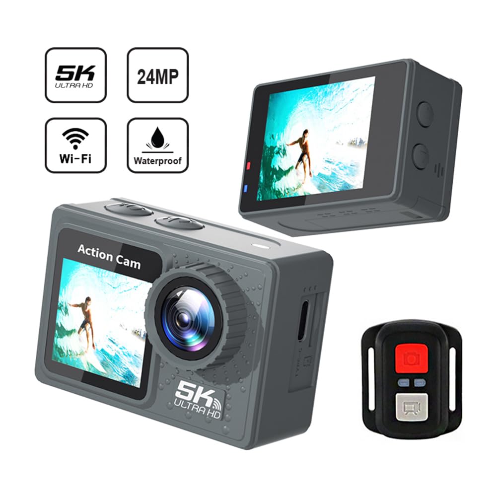 Екшн-камера LYEAA 5K 4K 60FPS Action Антишокова WiFi Два екрани 170° Ширококутний 30 м Водонепроникний Пульт дистанційного керування, фото №6