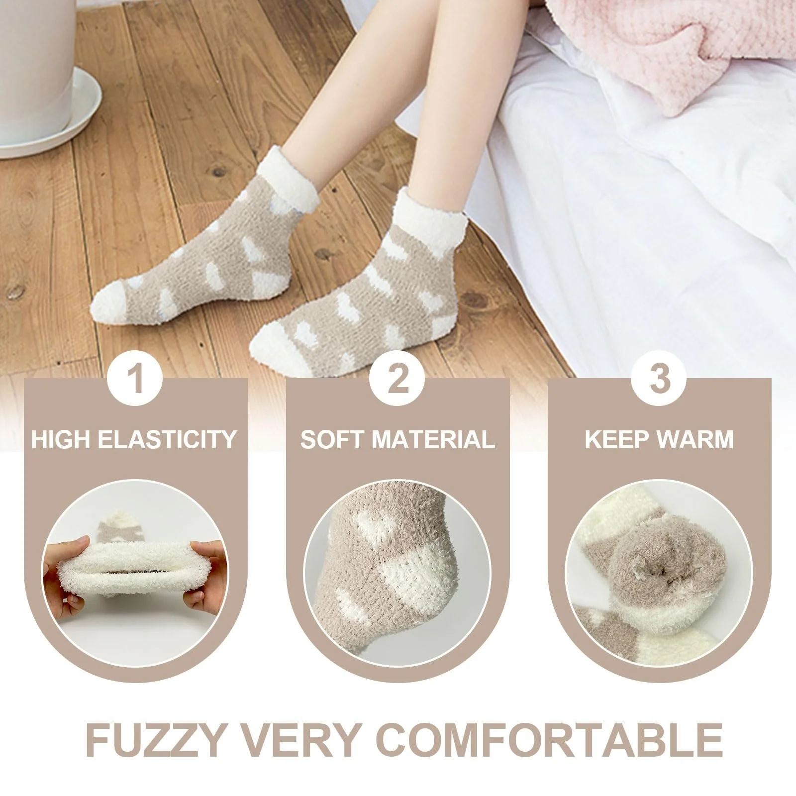 Пухнасті шкарпетки 4 пари для жінок та дівчат,, фото №3 Пухнасті шкарпетки 4 пари для жінок та дівчат,, фото №3
