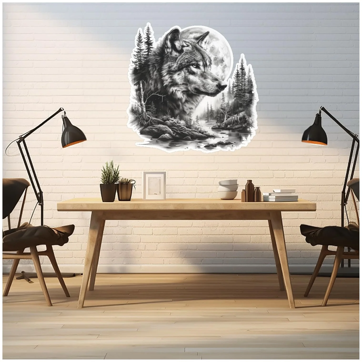 Наклейка на стену Samunshi Wolf in Forest 70 x 70 см, фото №5