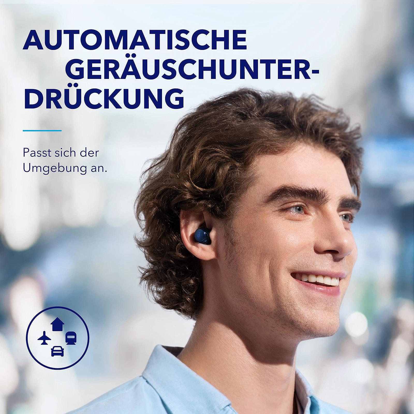 Наушники Anker soundcore Space A40 Беспроводные до 98% автоматическое шумоподавление 50 часов воспроизведения Hi-Res звук Комфортный дизайн Управление через приложение Bluetooth для наслаждения музыкой Синие, фото №3