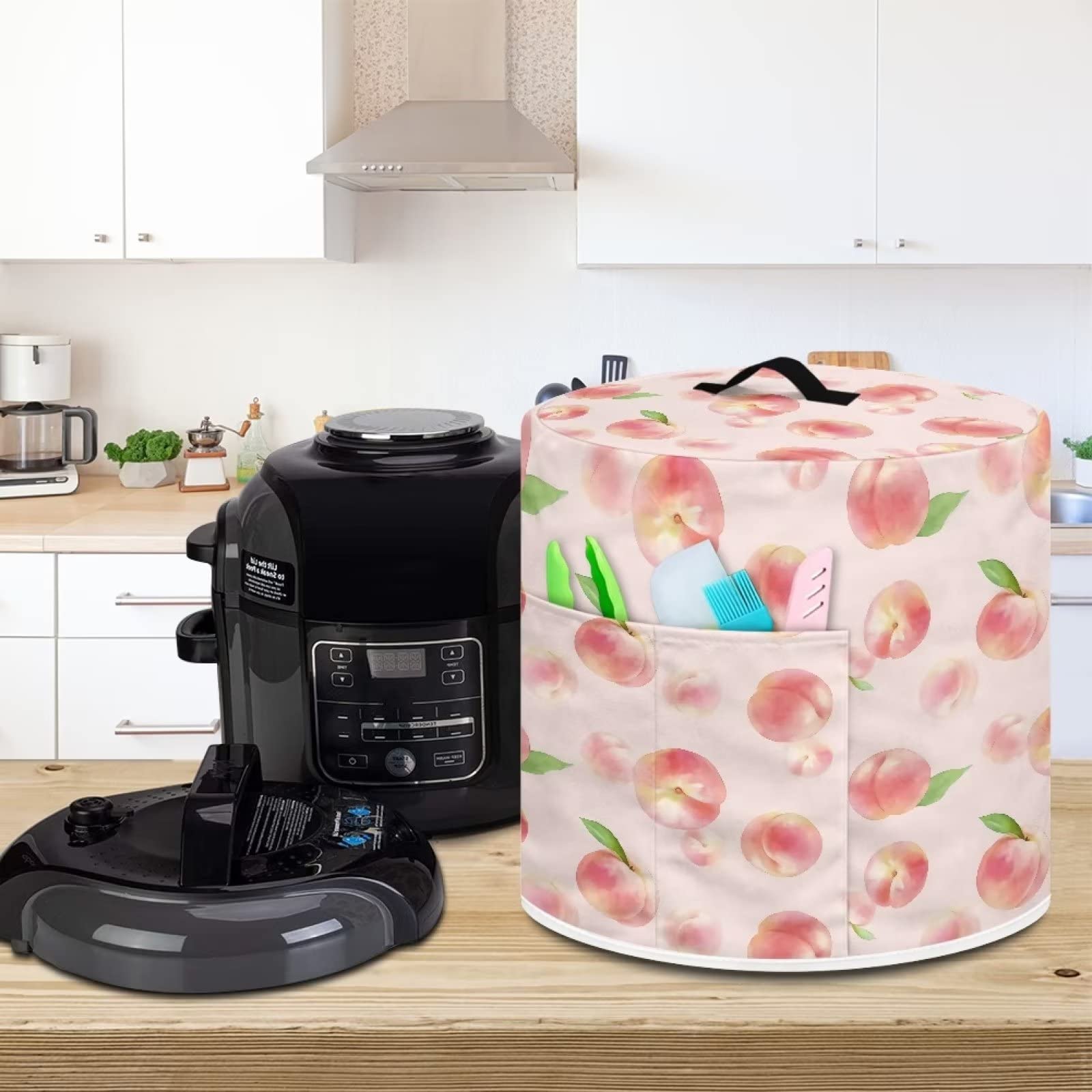 Протектор Poceacles Pink Peach Print Pressure Cooker з чохлом для повільної плити, рисоварки і скороварки Розмір L Рожевий, фото №4