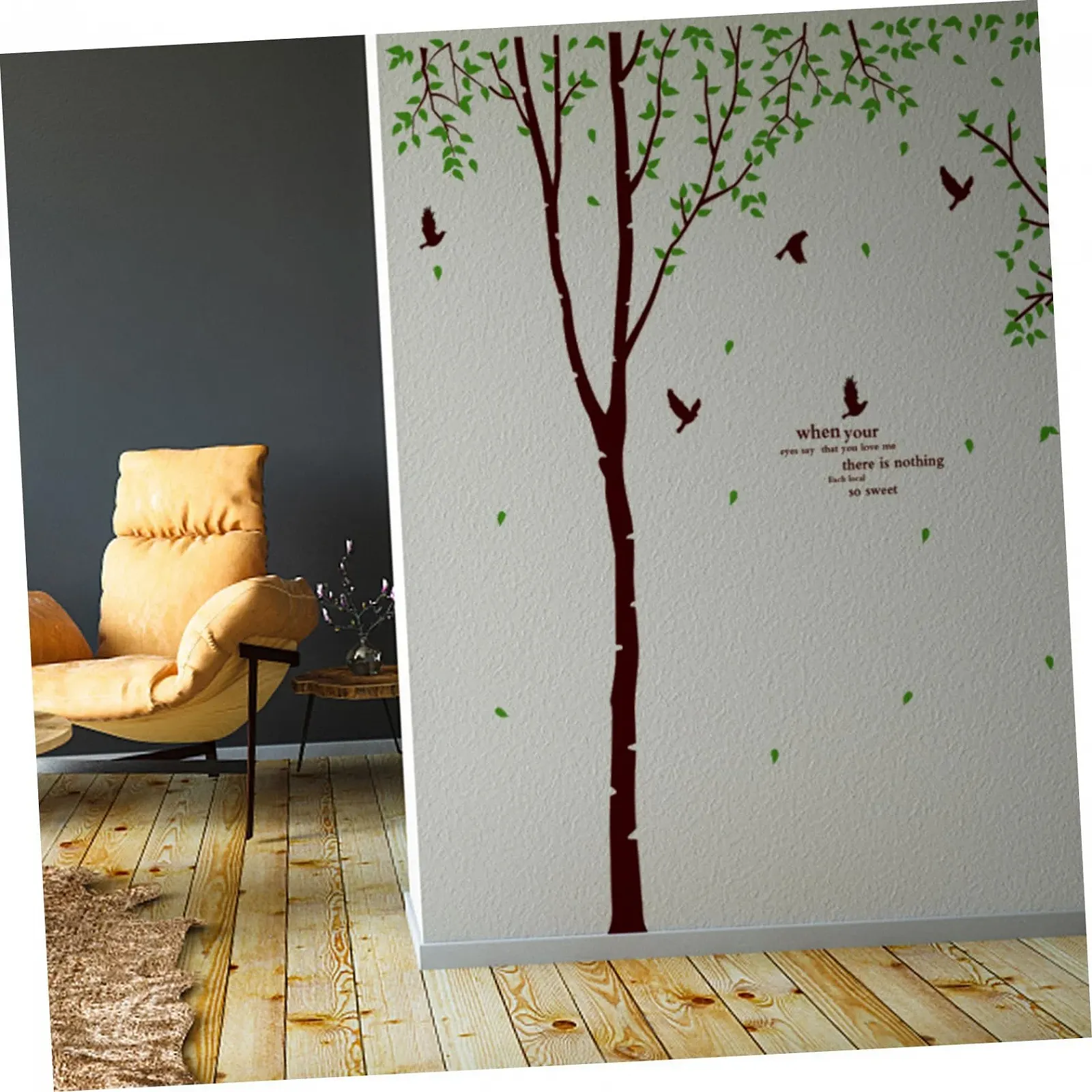 Наклейка на стіну HEMOTON Tree Bird Birch Tree Green, фото №8