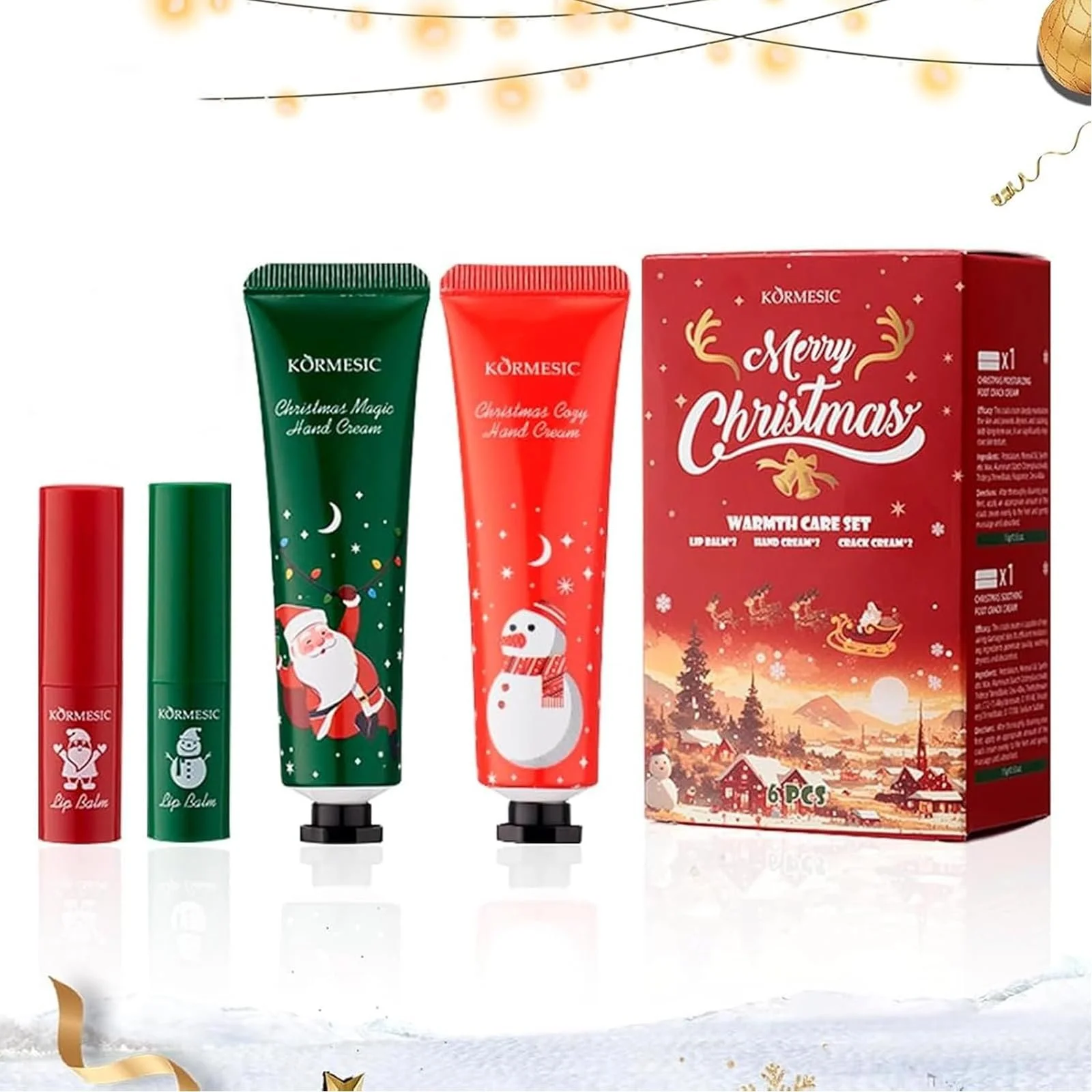 Набір для догляду на Різдво 6 предметів, Різдвяний міні-крем для рук, фото №1
