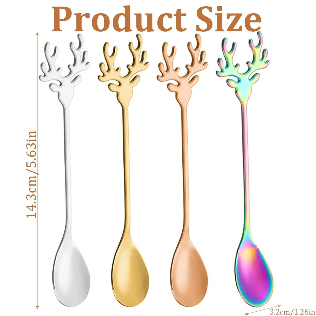 Ложка Latte Antler Набір 4 шт, багатобарвна Довгі, фото №2