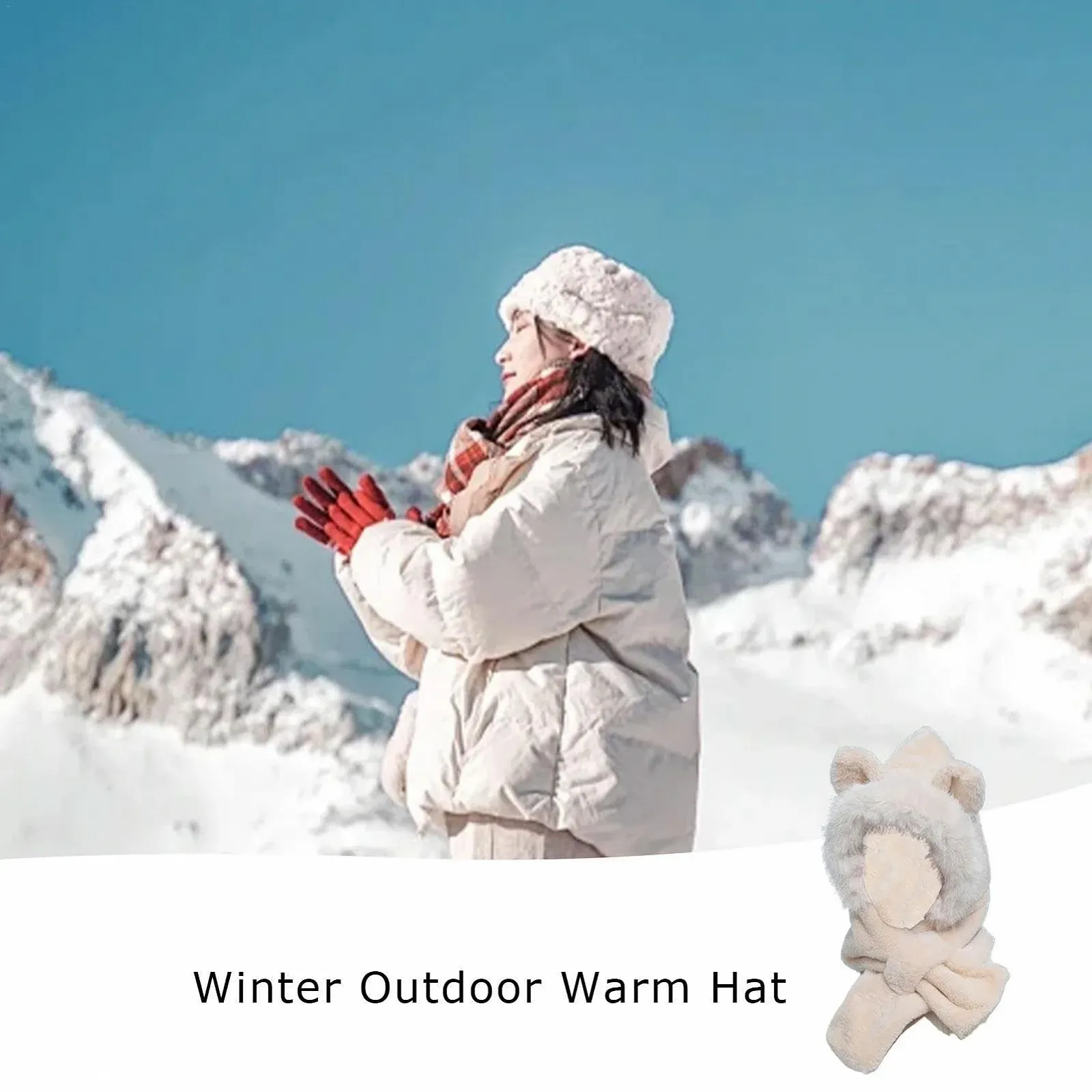 Шарф-капюшон Jingyash, ветрозащитный, с ушками животных, фото №2 Шарф-капюшон Jingyash, ветрозащитный, с ушками животных, фото №2