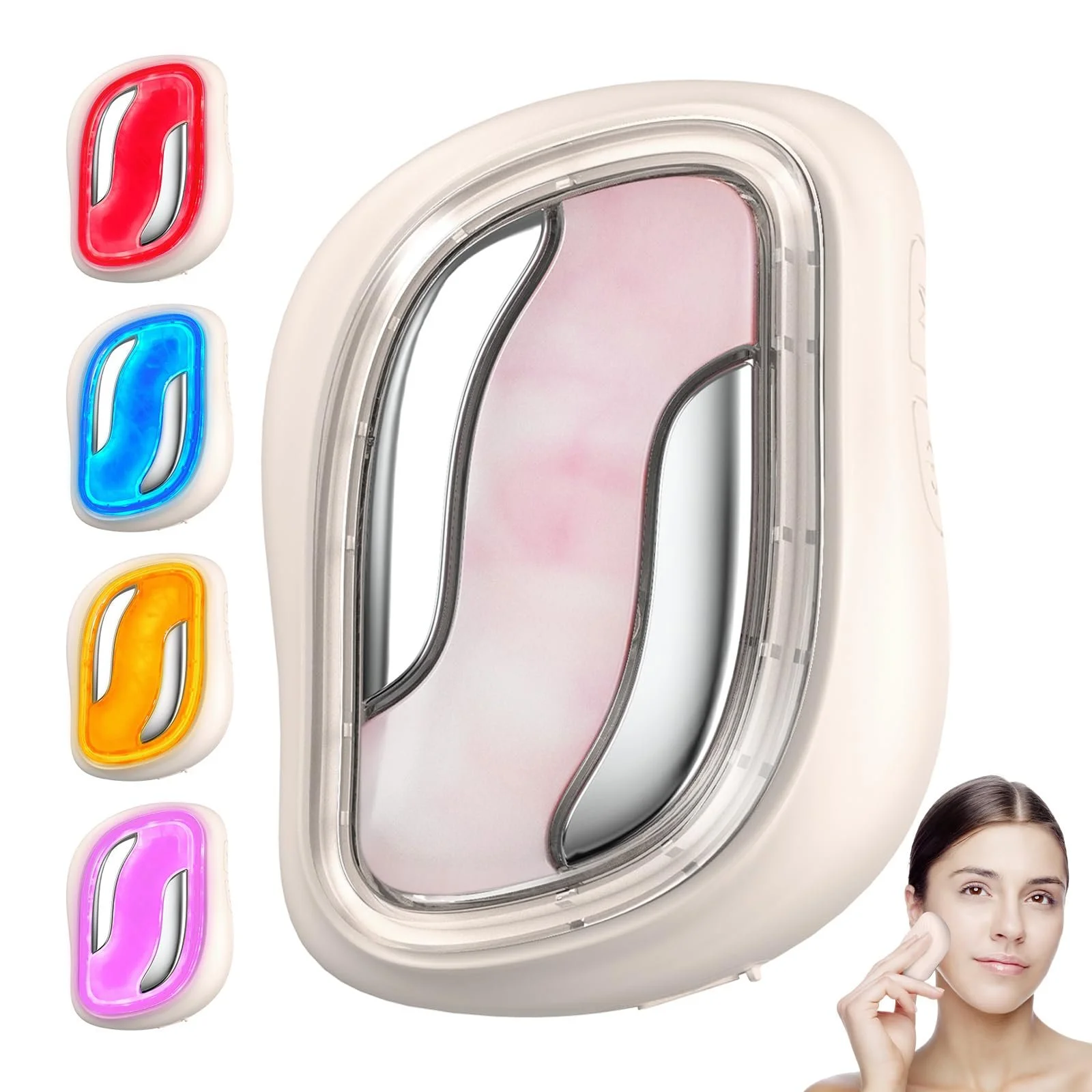 Прибор для массажа лица против морщин EMS с массажными камнями из жадеита, вибрацией и нагревом, RF beauty device, устройство для подтяжки лица со светодиодной красной подсветкой, фото №1