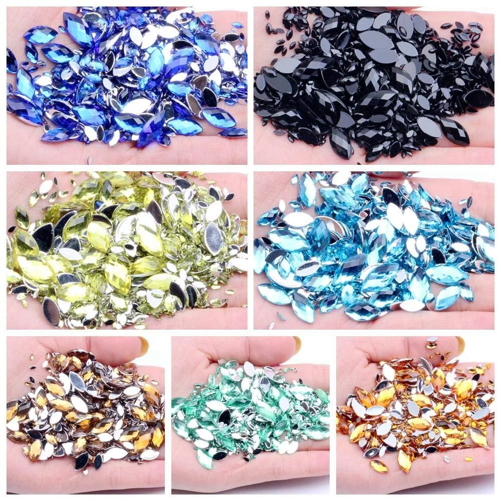 Стразы THCBD, 3x6 мм, граненые, с плоским дном, из акрила, 1000 шт., обычных цветов, фото №3